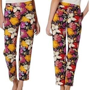 Anthropologie Elevenses Tropica Straight Leg Ankle Trousers Pants Floral Sz 2